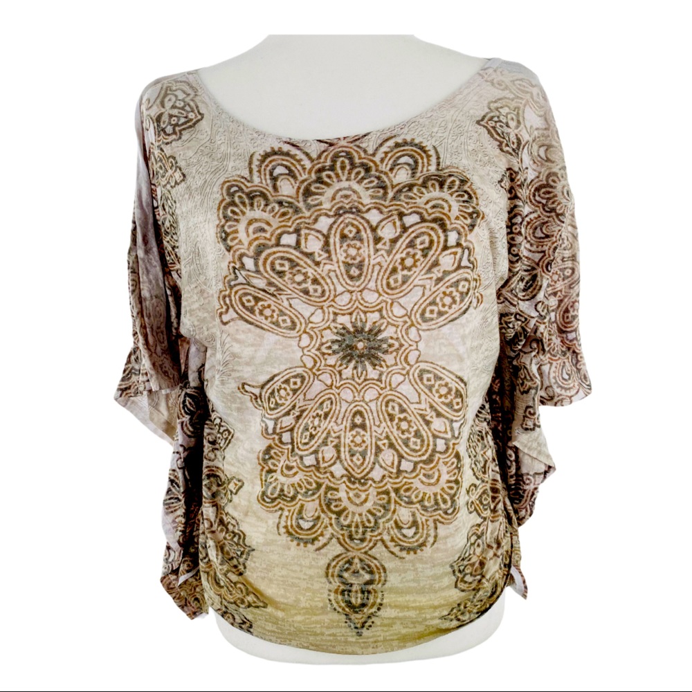 prAna Paradise Opal Flutter Top Gray Tan Medium